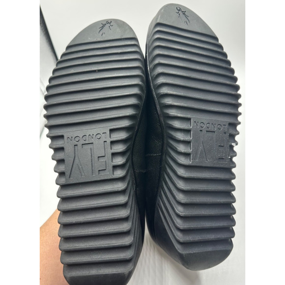 FLY London Leather Slip-Ons Luan Black White Zebra Print Wedge Size 41 (US 10) - Picture 5 of 6